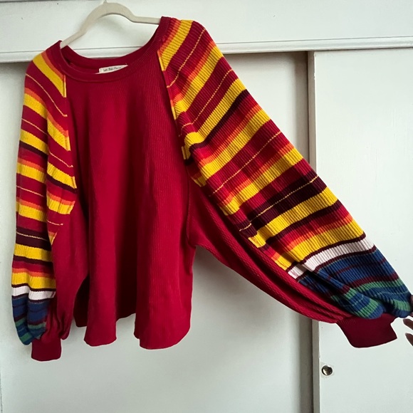 Balloon Sleeve Sweater Free People Red Rasta - Picture 3 of 5